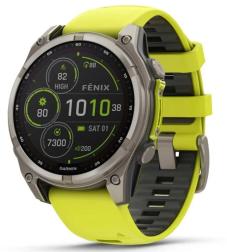 Умные часы Garmin Fenix 8 47mm Solar, Sapphire Titanium with Amp Yellow/Graphite Silicone Band (010-02906-20)