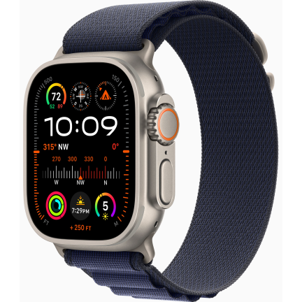 Apple Watch Ultra 2 (2024) 49mm Natural Titanium Case with Navy Alpine Loop Large
