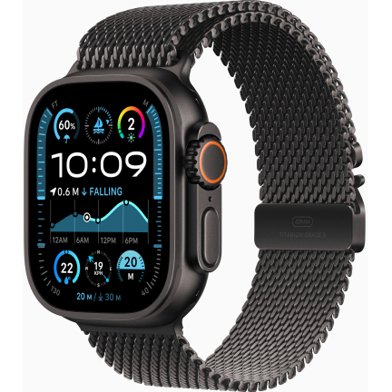 Apple Watch Ultra 2 (2024) 49mm Black Titanium Case with Black Titanium Milanese Loop Small