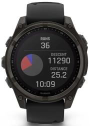 Умные часы Garmin Fenix 8 47mm Solar, Sapphire, титановый угольно-серый DLC с черным ремешком (010-02906-11)