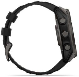 Умные часы Garmin Fenix 8 51 мм Solar, Sapphire Titanium, черный с черным силиконовым ремешком (010-02907-70)