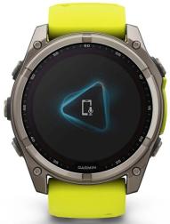 Умные часы Garmin Fenix 8 51 мм Solar, Sapphire Titanium, серый с желтым ремешком (010-02907-21)