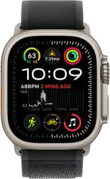 Apple Watch Ultra 2 (2024) 49mm Natural Titanium Case with Black Trail Loop (S/M)